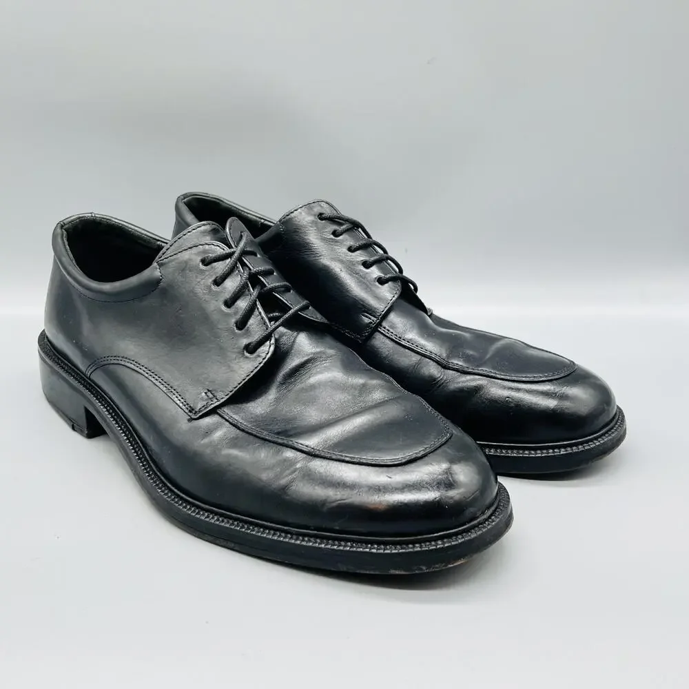 Cole Haan Shoes Men 11.5 Black Leather City Derby Oxford Dress Vtg Apron Toe